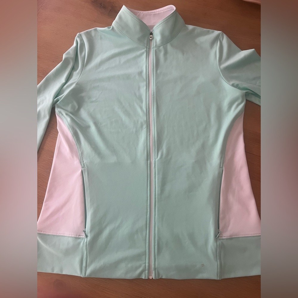 Footjoy Mint Green and White Full Zip Jacket MED